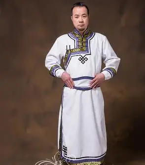 Бежевый Мужской robed mongolia одежда мужской костюм имитация оленьей шкуры бархатная монгольская одежда монгольский robed наряд - Цвет: Бежевый