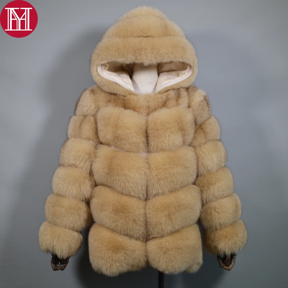 

Warm Soft Luxury Women Winter Thick Hooded Real Genuine Fox Fur Coat Real Fox Fur Jacket High Quality Real Fox Fur Hood Overcoat