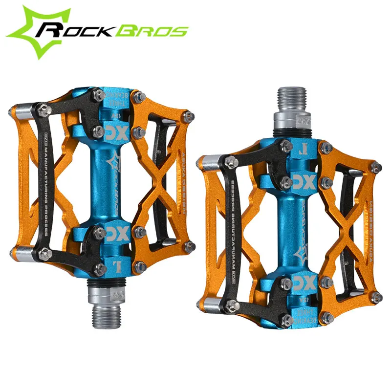 Gold ROCKBROS велосипедные педали MTB велосипедные педали Платформа Велоспорт Магний Спорт на открытом воздухе многоцветные горные педали, велосипедные аксессуары - Цвет: Gold