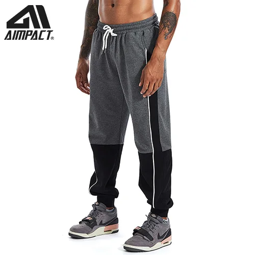 gray Aimpact спортивные хлопковые штаны для мужчин, новые модные Лоскутные Беговые Спортивные штаны, мужские тренировочные Беговые брюки в повседневном стиле, брюки AM5209 - Цвет: gray