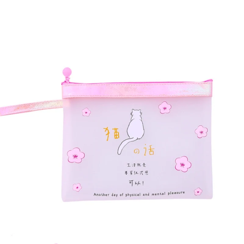 Kawaii Transparent TPU Waterproof Pencil Case Stationery Bags Cat Animals Pencil Bag School Supplies Student Gift