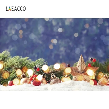 

Laeacco Christmas Party Photophone Pine Branch Snow Star Light Bokeh Photo Backgrounds Photography Backdrops New Year Photophone