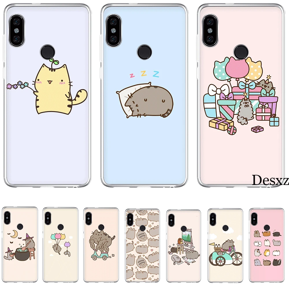 

Mobile Phone Case for Xiaomi Redmi Note 4 4X 3 5 6 7 Pro 5A Hard Cover Protection Cute Pusheen