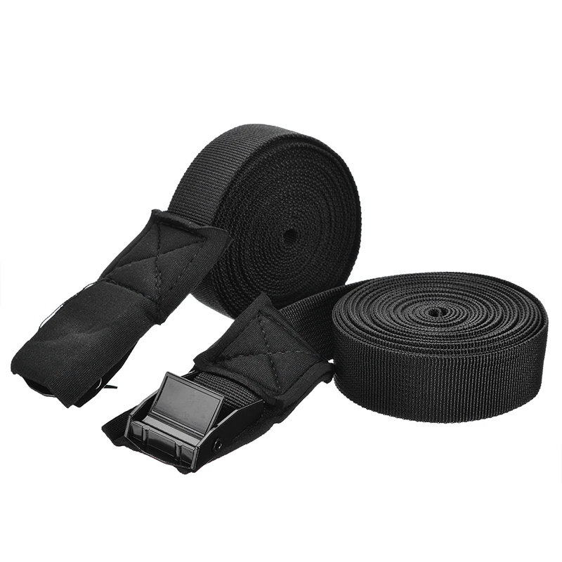 1Pair Multipurpose High-strength Tension Car Roof Luggage Rack Tie Kayak Surfboards Straps Luggage Belt with Zinc Alloy Buckle