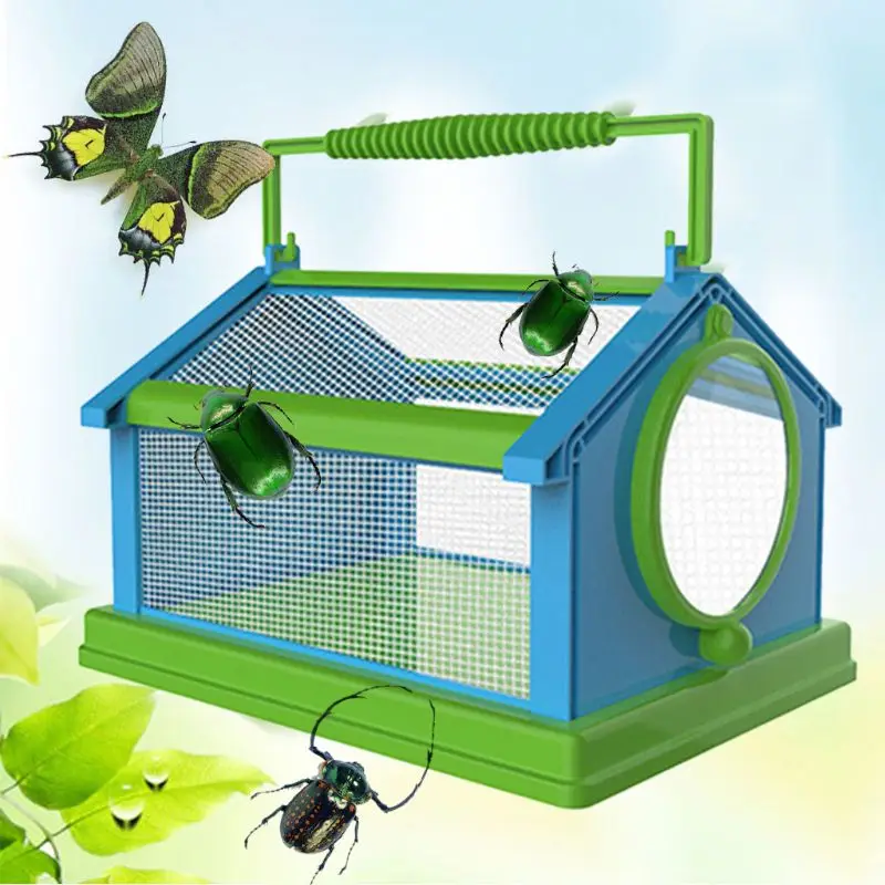 Jaula portátil para terrario con diseño de mariposa e insectos, para jardín de mascotas, cómoda y transpirable