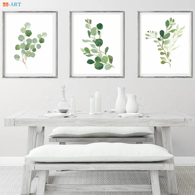 Растительный принт плакат с зелеными растениями современное искусство стены