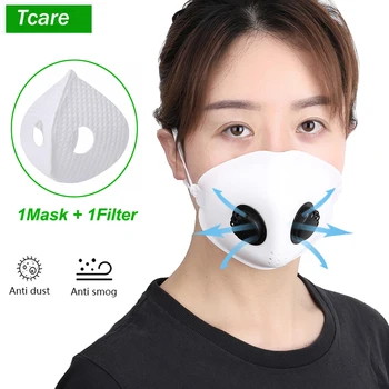 

Tcare PM2.5 Face Mask Silicone Windproof Mask Double Valve With 5 Layer Filter Cycling Sport Bicycle Bike Sport Face Mask