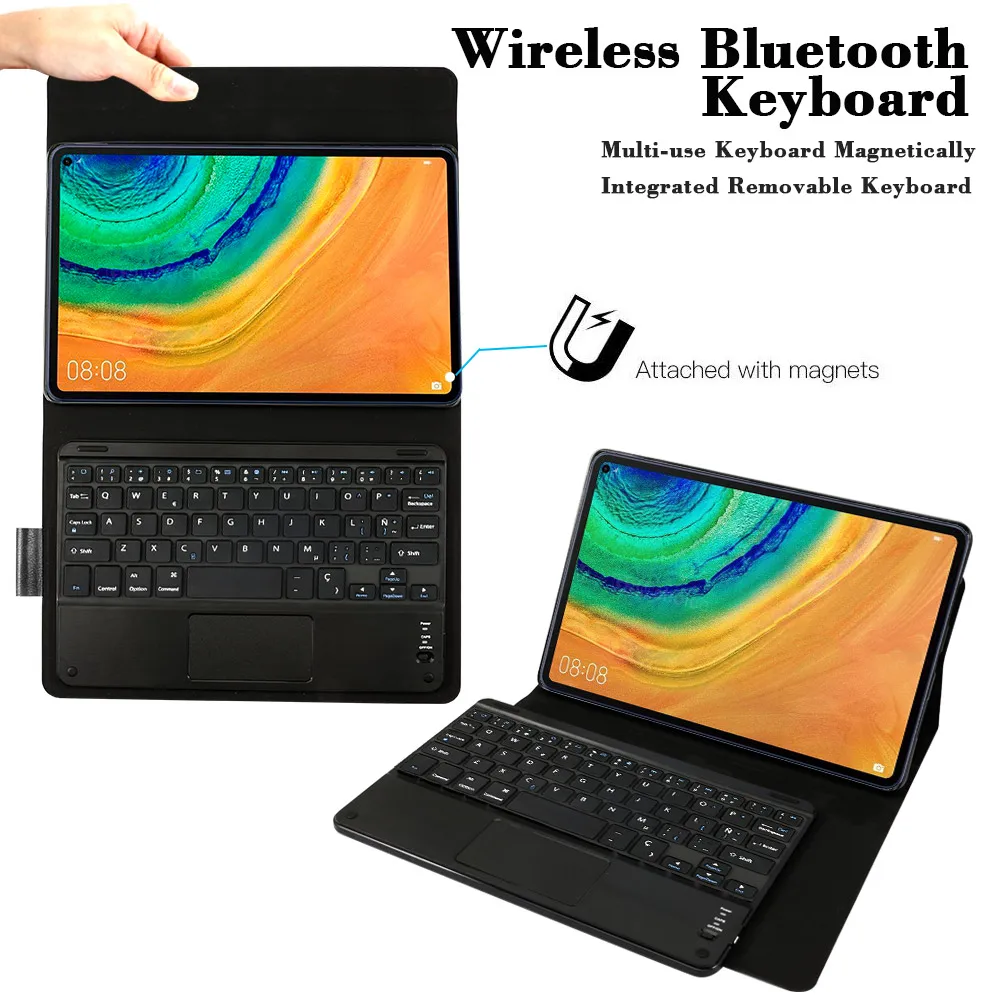 Smart Touch испанская/испанская клавиатура для huawei Matepad Pro 10,8 дюймов Bluetooth американская клавиатура+ кожаный защитный чехол