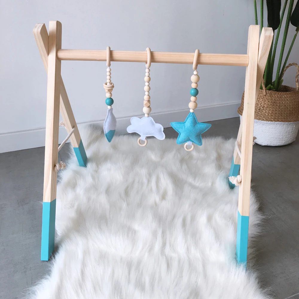 

Nordic Baby Gym Wood Toys Nursery Sensory Ring-pull Toy Rattles Baby Activity Gym Frame Toys Infant Clothes Rack Kids Room Decor