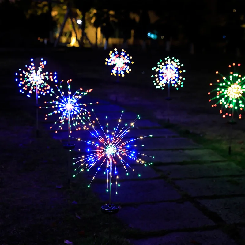 Lampada a LED a energia solare per esterni impermeabile con globo di erba, dente di leone, fuochi d'artificio, 90/120/150 LED per giardino, prato, paesaggio, luce per le feste_voghion.com