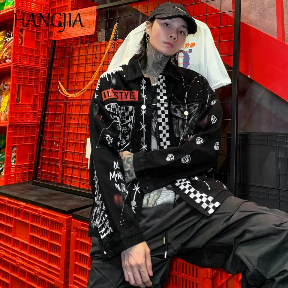 checkered denim jacket mens