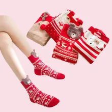Рождественские забавные носки; calcetines; женские зимние носки; милые теплые носки; женская уличная одежда