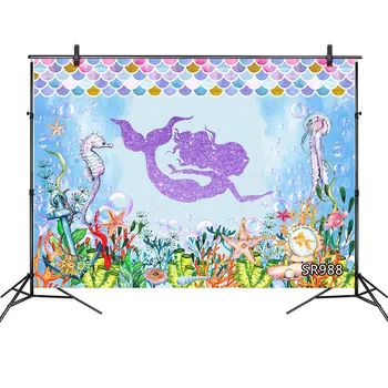 

Underwater World Mermaid Photography Backdrop Marine Life Animal Colorful Scales Birthday Background Party Banner Photo Props