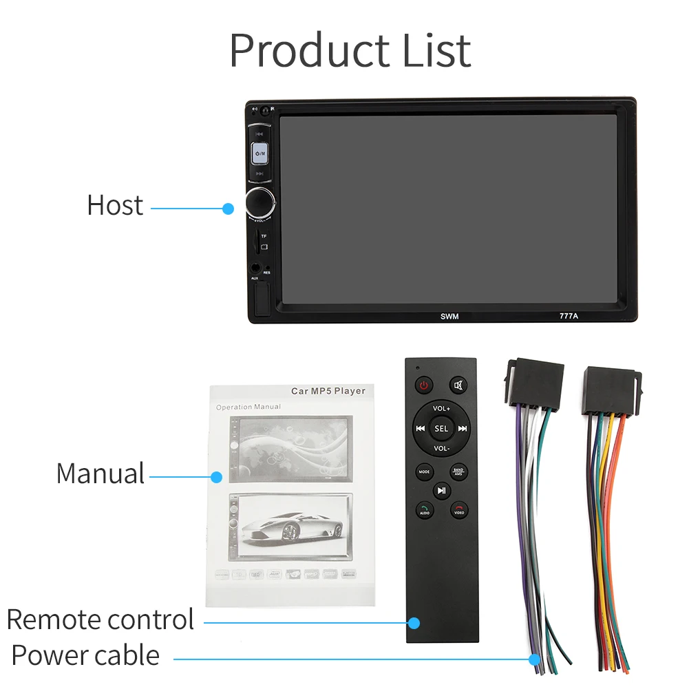 Автомагнитола 2din авто 7 дюймов Сенсорный экран Авто Аудио 12v плеер стерео Bluetooth/Usb/Sd/Mp5 заднего вида Камера 7080b