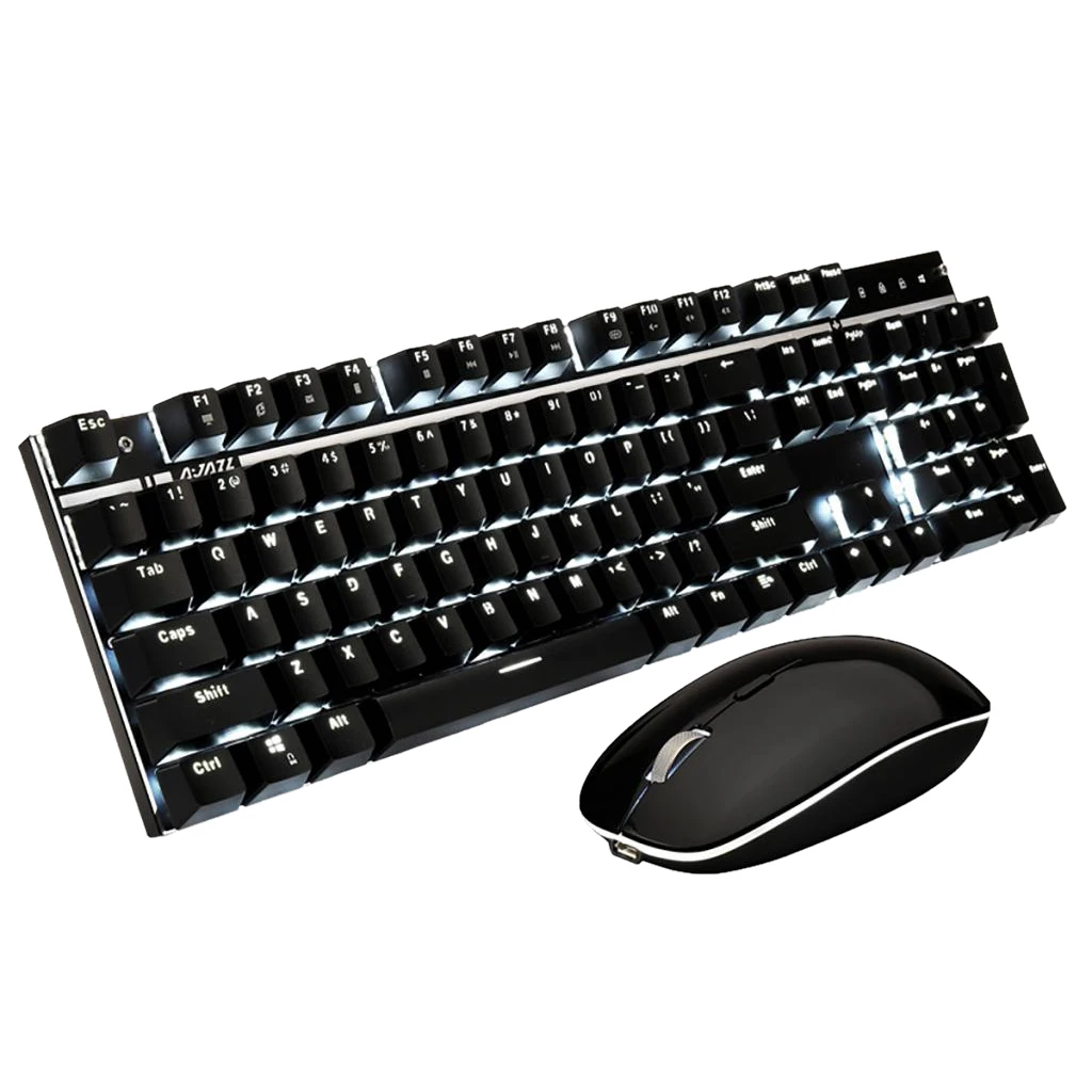 black 2.4Ghz Wireless LED Keyboard and Cordless Mouse Combo for PC Computer Laptop Desktop Ergonomic 2.4G Wireless Mice And Keyboard - Цвет: black