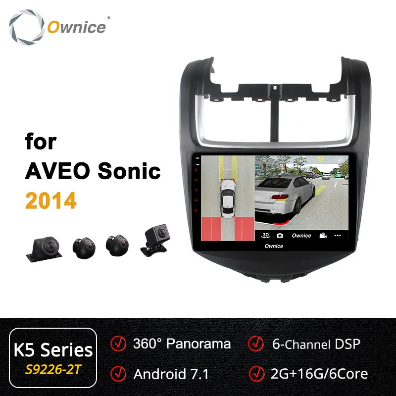 Ownice K1 K2 K3 K5 K6 Android 9,0 автомобильный аудио dvd-плеер для Cheverolet aveo SONIC 2011-2013 gps Мультимедиа 360 панорама DSP 4G - Цвет: S9226-2 K5