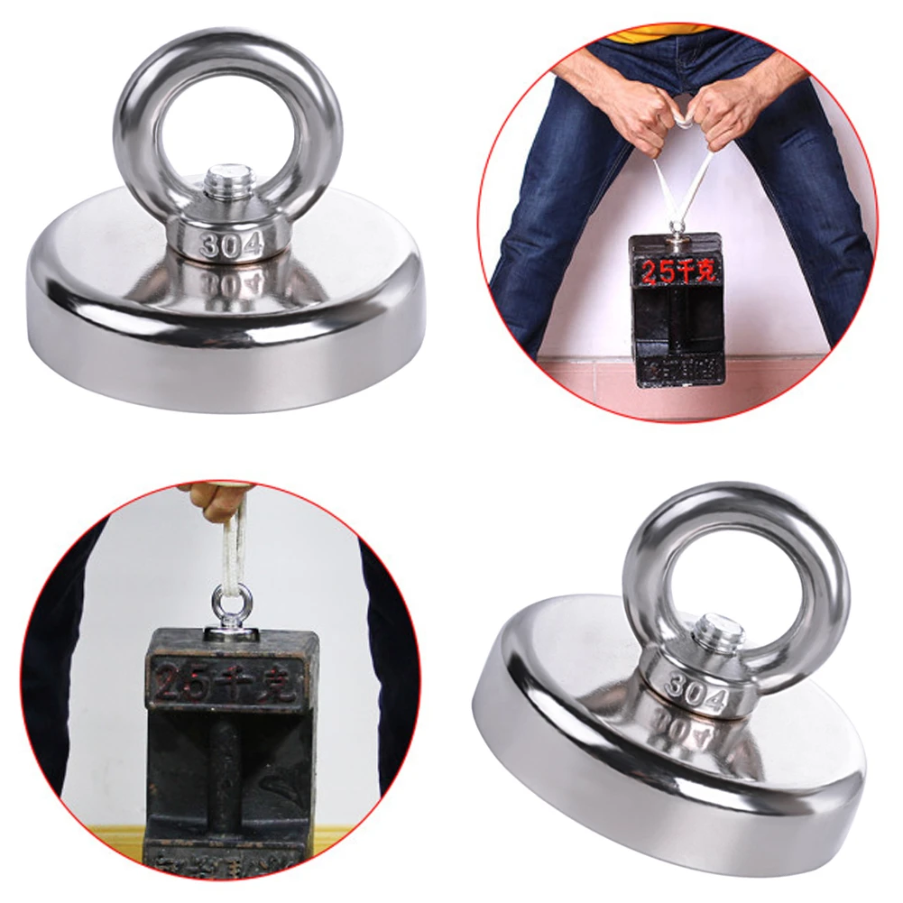 

Super Strong Magnet Pot Fishing Magnet Salvage Fishing Hook Magnets 5 Size Treasure Hunter Holder Pulling Mounting Pot With Ring