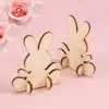 10PCs Easter Bunny Piece Innovative Cute 3D DIY Wooden Ornaments Home Decor Craft Bunny Easter Decoration - Image 2