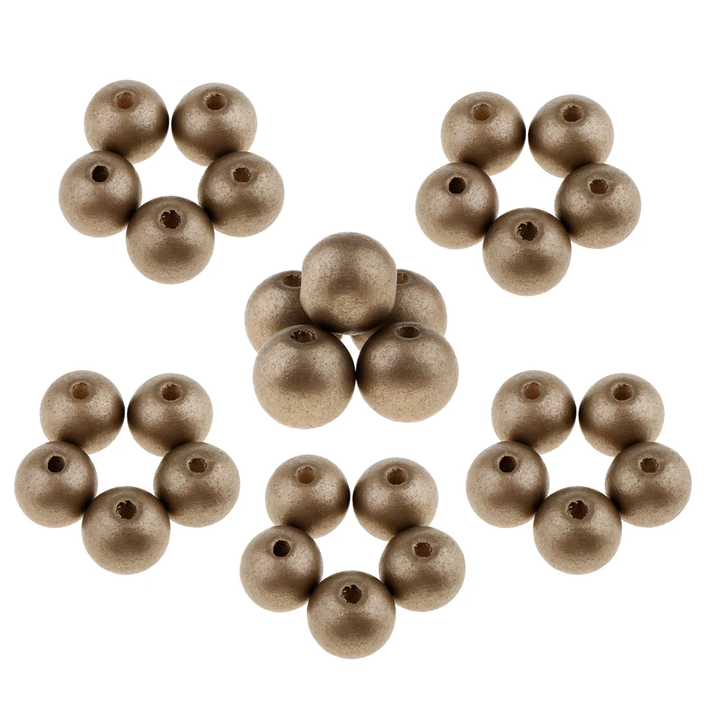 30 Pieces Round Ball Wood Spacer Beads DIY Necklaces Bracelets Jewelry Findings Charms 18mm Sewing Craft 