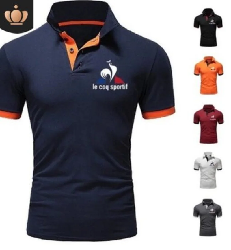 

2019 Le Coq Sportif Men's Outdoor T-shirts Breathable fit casual lapel Camping Hiking Le Coq Sportif Men's T-shirts