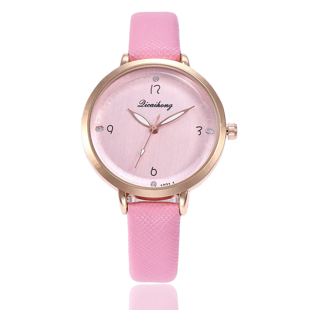 

Korean-style Cool Fashion WOMEN'S Pattern Leather Belt Watch with Numbers Diamond Set Quartz Watch