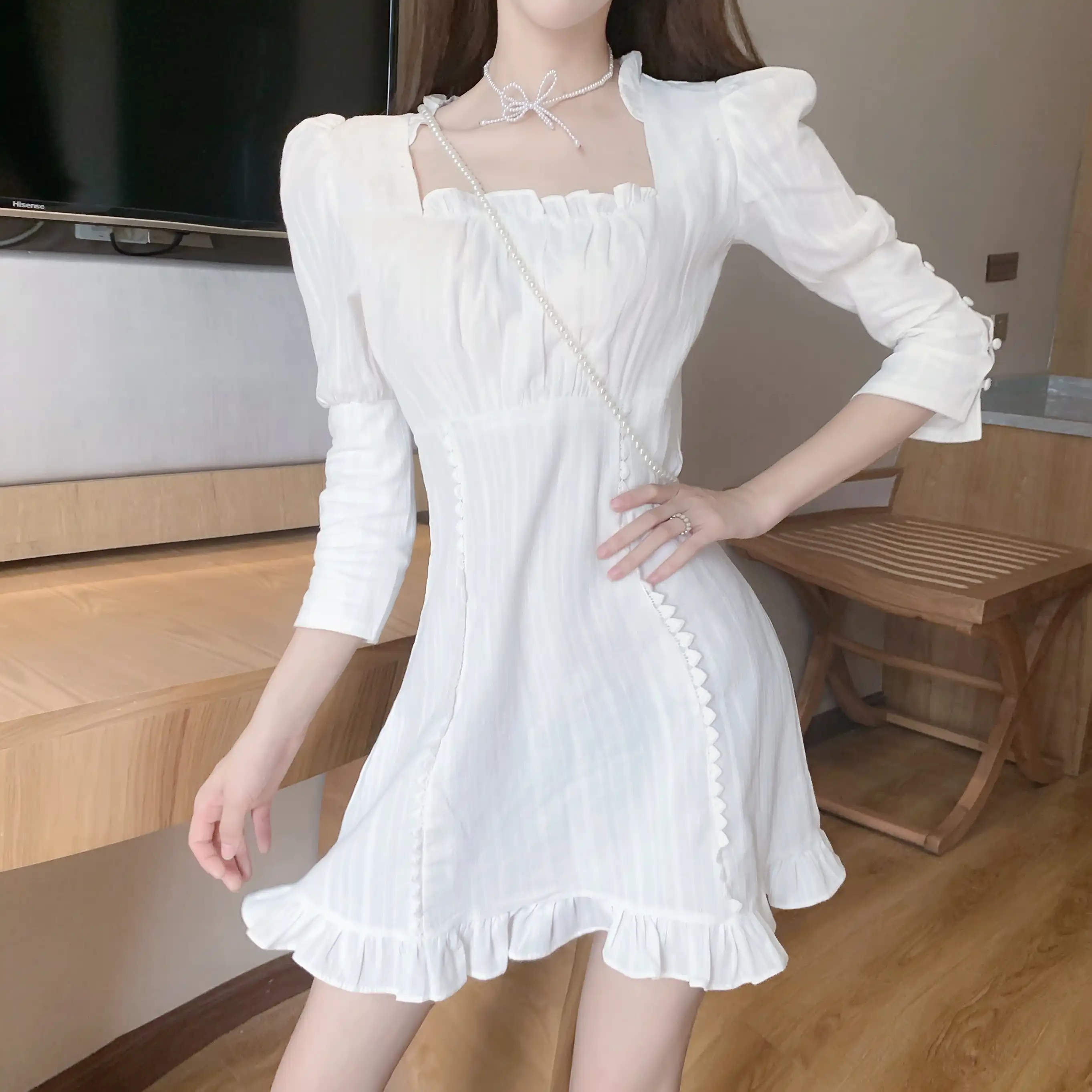 white shirt smock dress