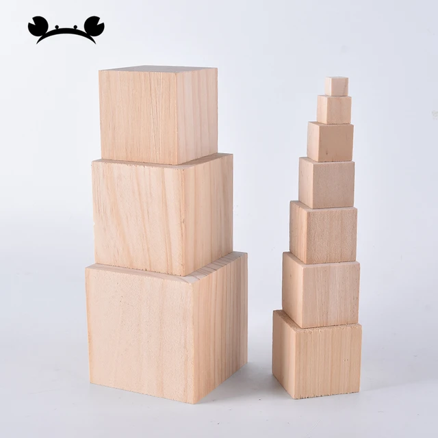 Unfinished Natural Solid Pine Wood Blocks Wood Cubes For Handmade