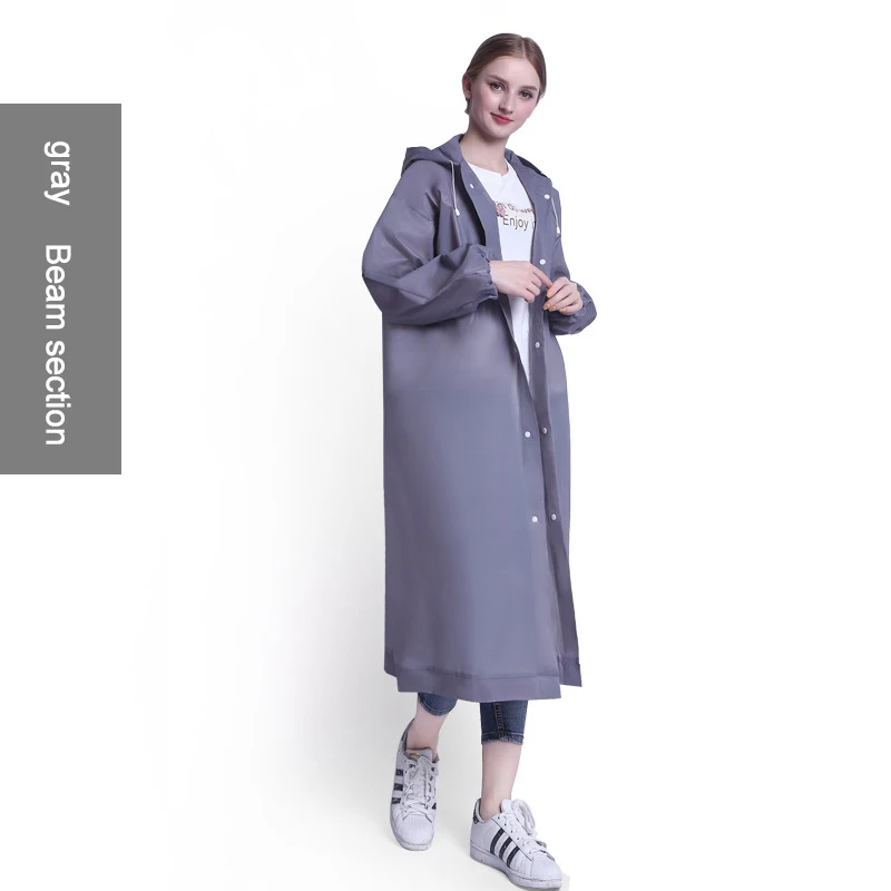 Light gray-beam Overall Rain Coat Adult Motorcycle Rainwear Long Raincoat Women Waterproof Breathable Thick Cloak Plastic Trench Ponhco Outdoor - Цвет: Light gray-beam