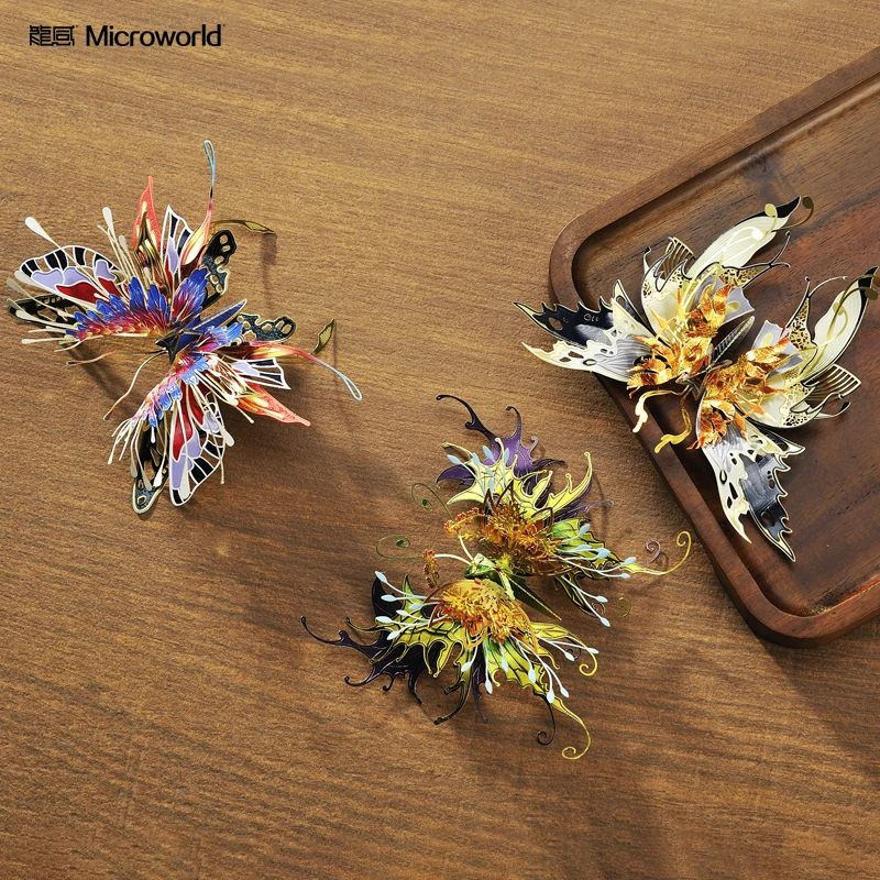 Microworld 3D Metal Puzzle Wealth Implication Butterfly Model Building Kits DIY Jigsaw Toys Birthdays Gifts For Adults Teens