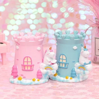

Unicorn Pen Holder Girls Cartoon Unicorn Resin Pencil Holder as Desk Organizer