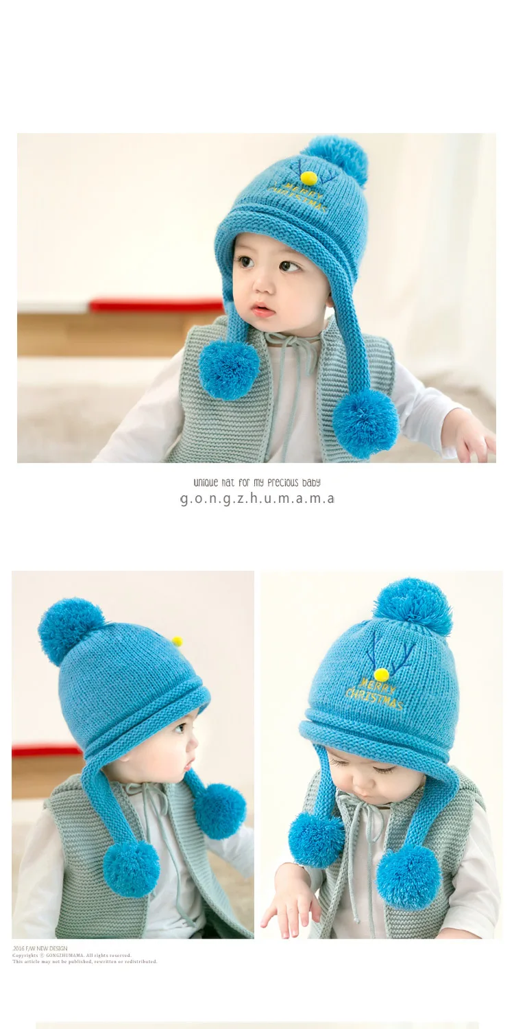 Maylisacc 5 Color Children's Autumn and Winter Hat Baby Warm Turtleneck Hat Merry Christmas Velvet Beanies for Boys and Girls
