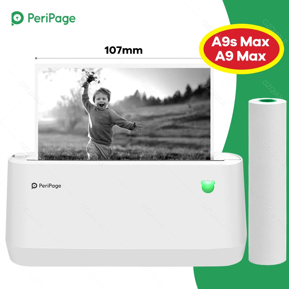 Peripage A9 A9s Max Mini Photo Wireless Thermal Phone Printer Sticker Label Notes List Printing Machine With Paper Roll Official mini handheld printer