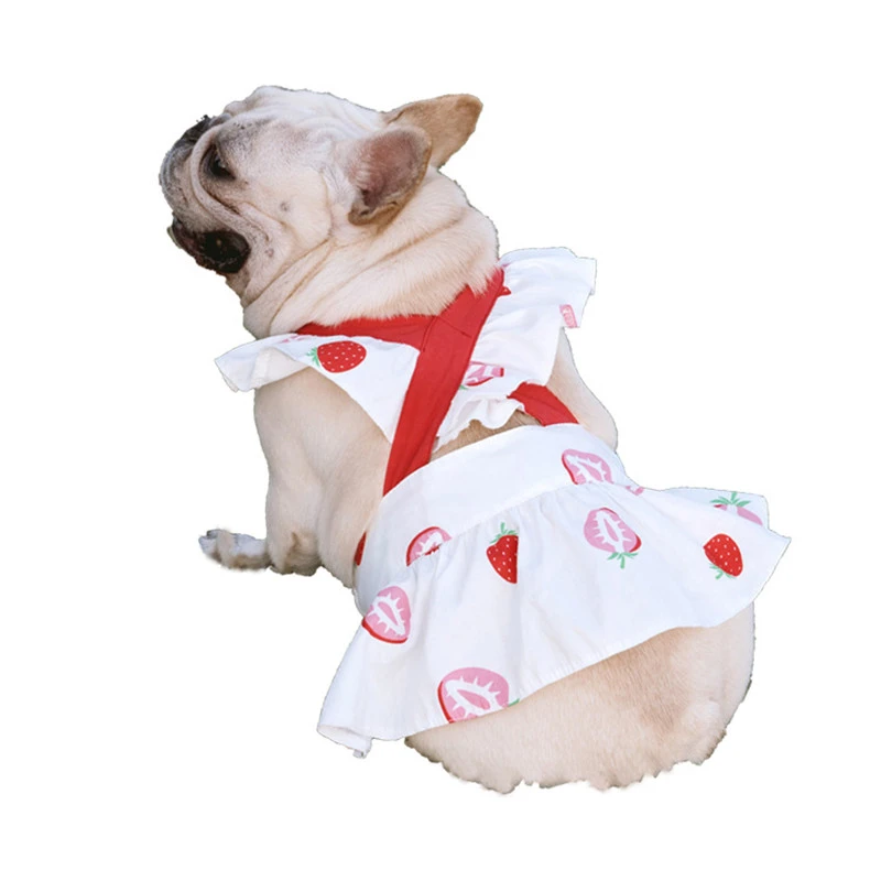 犬のためのノースリーブのセクシーなサマードレス ブルドッグの服 イチゴ 小さなサイズのイブニングドレス Pugxxl 犬用ドレス Aliexpress