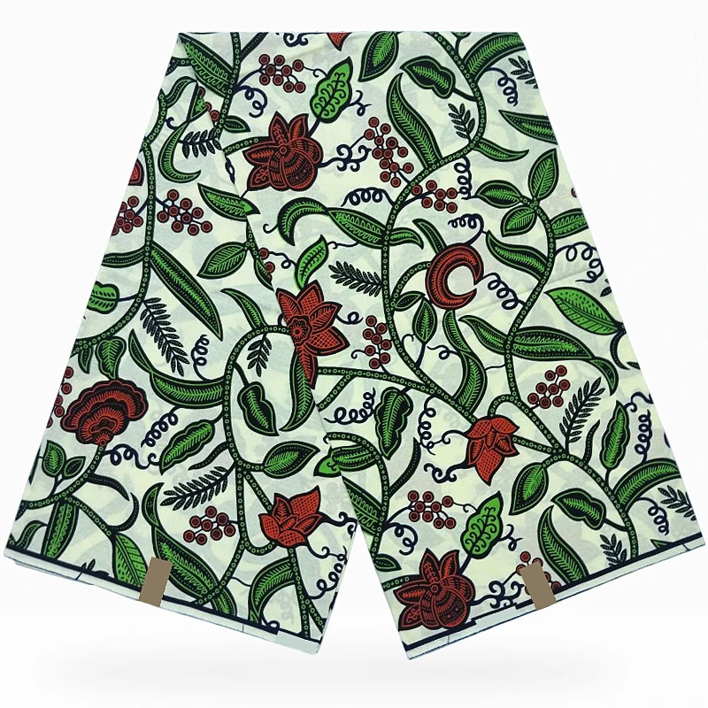 

Miss.L Ankara Brocade Fabric High Quality Leaf Flowers Prints Fabric African batik Fabrics 100% Cotton 6 Yards/pcs For Fashion