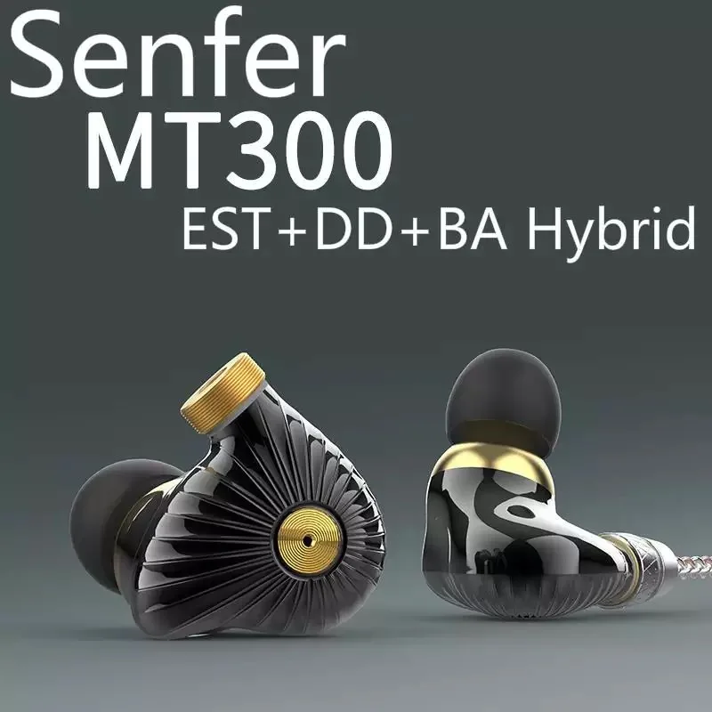 Senfer MT300 TDK EST Knowles Dyanmic EST BA DD Hybrid Hifi Music Monitor DJ Studio CNC Metal MMCX Audiophile Earphones Earbuds