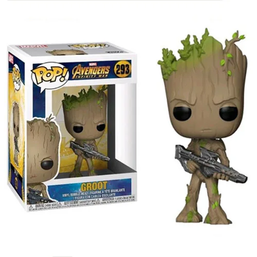 FUNKO POP Marvel Мстители Стэн ли Железный человек Капитан Америка Коллекционная модель ПВХ фигурка детские игрушки подарки для детей - Цвет: Gun Groot