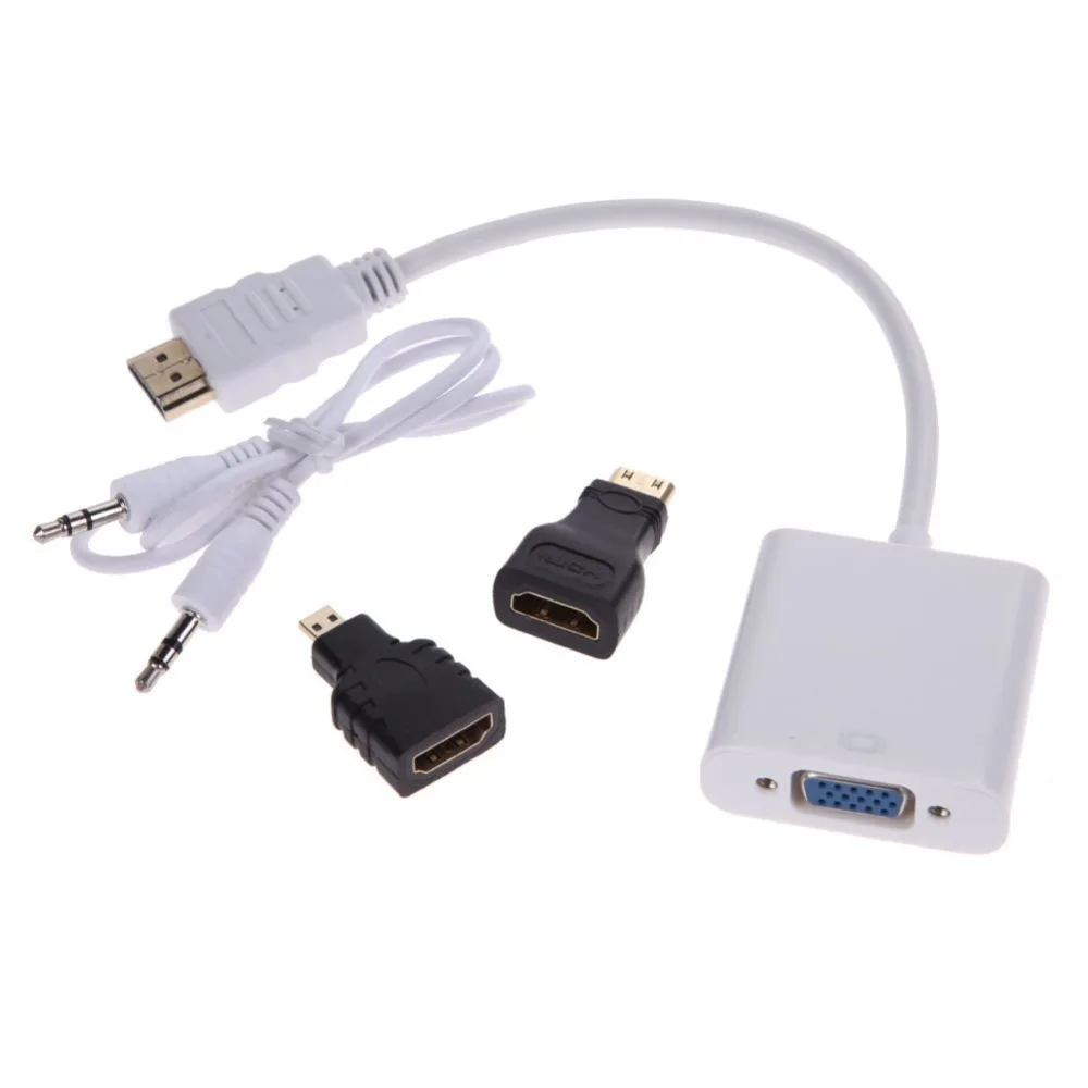 EDAL Micro Mini адаптер hdmi-vga конвертер HDMI мужчин и женщин VGA HDMI кабель с 3,5 мм аудиошнур S