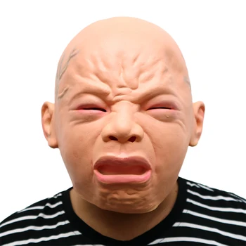 

Halloween Realistic Crying Baby Mask Full Head Crying Face Masks Bar Room Haunted House Horror Mask Cosplay Masquerade props