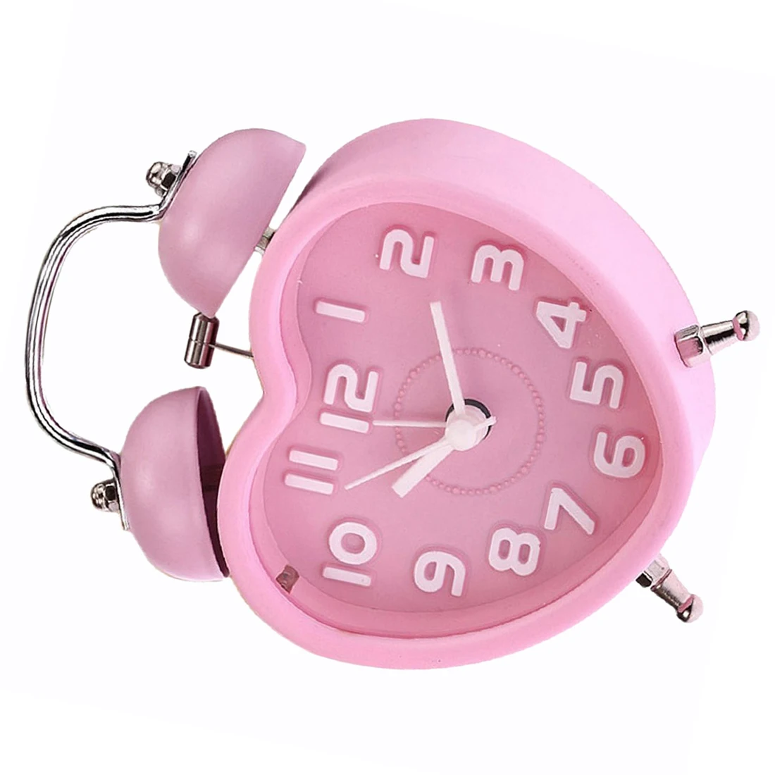Будильник сердце(розовый) горячая Распродажа милый маленький двойной колокольчик ночник Дети Мини Кварц