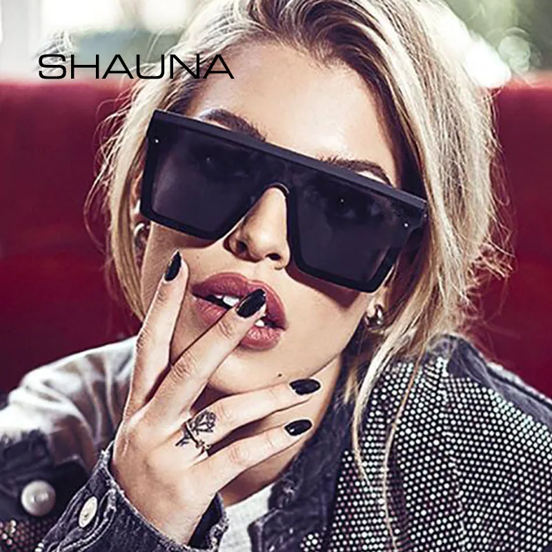 SHAUNA Flat Top Classic Square Sunglasses Woman Brand Designer Purple Mirror Coating Shades UV400_voghion.com