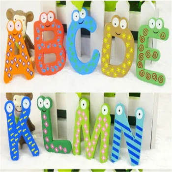 

Cartoon Fridge Magnet Refrigerator Baby toys 26pcs Letters Kids Wooden Alphabet Fridge Magnet Child Educational