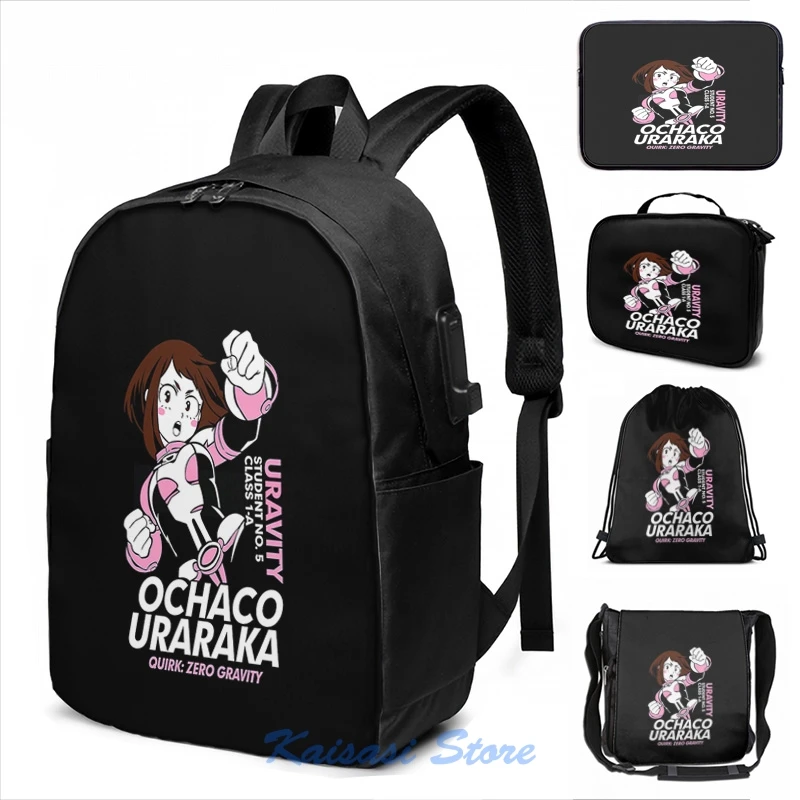 Рюкзак Ochaco Uraraka от Boku No Hero Академия с USB-зарядкой мужские школьные сумки женская