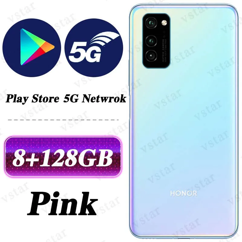 HONOR View 30 Honor V30 смартфон 5G версия 6,57 дюймов Kirin 990 Восьмиядерный Android 10 SA/NSA NFC Google Play - Цвет: 8G 128G Pink