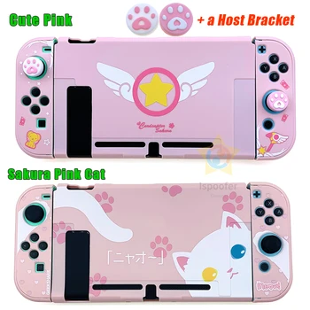 

2020 Cute Kawaii Cat Pink Hard Case Cover for Nintend Switch Console Jon-Con Housing Shell Cover Waterproof Skin Protective Case
