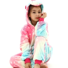 Kinder winter stich pyjamas kinder panda dinosaurier nachtwäsche einhorn kigurumi onesies für jungen mädchen decke sleeper baby kostüm