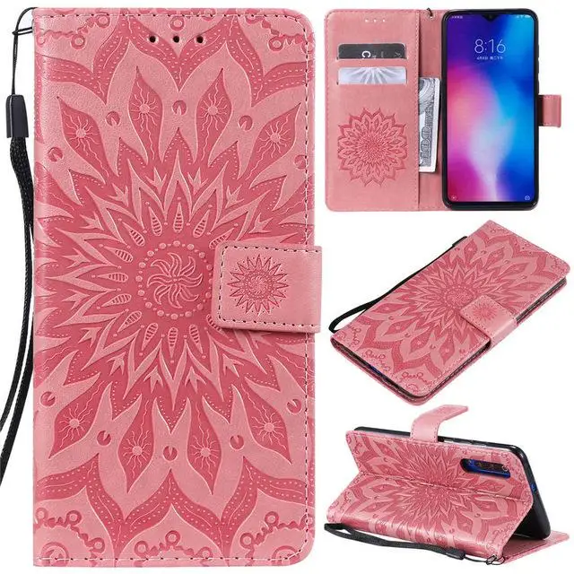 Роскошный Флип кожаный чехол-бумажник для Xiaomi mi 9 SE 8 Lite 6 5 5X A1 Play Pocophone F1 для Red mi Note 7 6 5 Pro 3 4X 5A Prime GO - Цвет: Pink-Sunshine