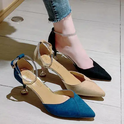 

A word with high heels 2020 spring and autumn new sexy wild fine heel fashion shallow tide women's shoes
