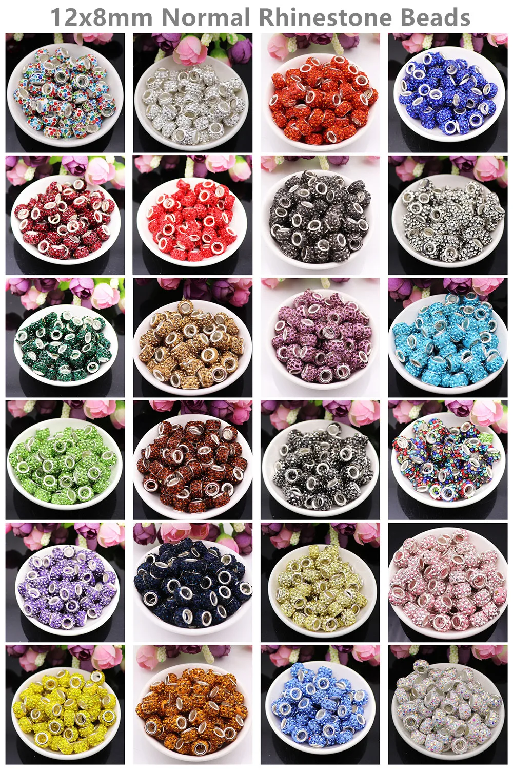 20Pcs New Assorted Color Luxury Rhinestone Large Hole Spacer Fit Pandora Charms Bracelet Hair Beads for Women DIY Jewelry Making 20Pcs New Assorted Color Luxury Rhinestone Large Hole Spacer Fit Pandora Charms Bracelet Hair Beads for Women DIY Jewelry Making
