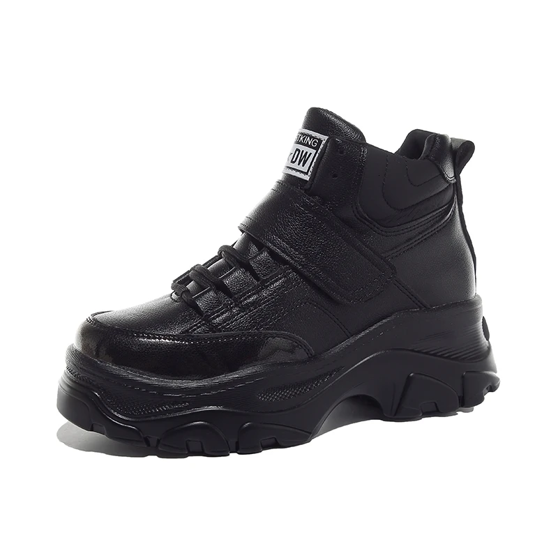 051 Black INS/зимние ботинки на толстой подошве в британском стиле; женские Ботинки martin на шнуровке; Женские ботинки в Военном Стиле на платформе; теплые зимние женские кроссовки на меху - Цвет: 051 Black