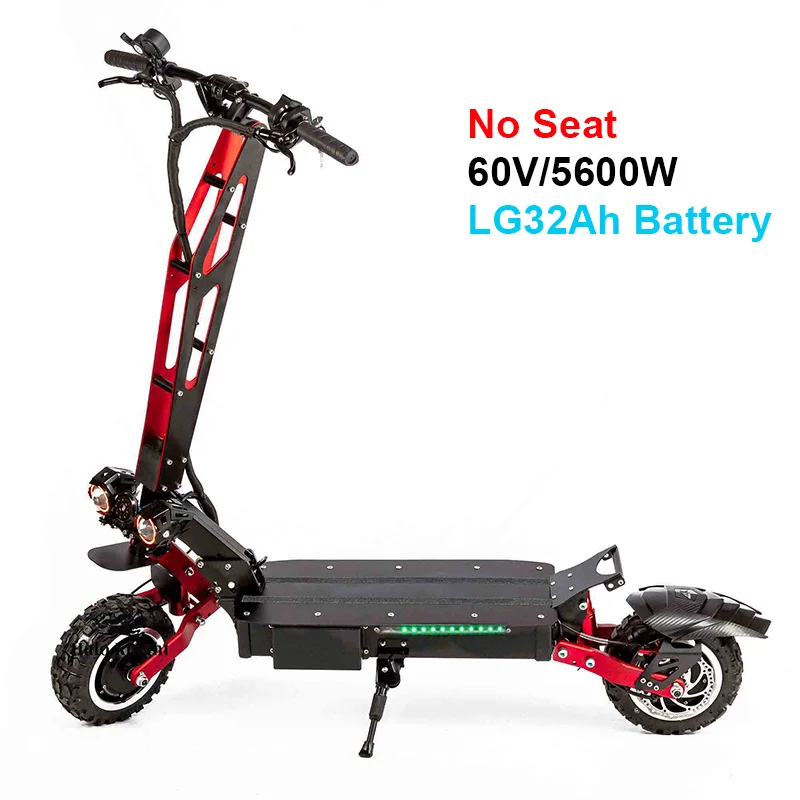 Halo В рыцарском стиле модная 60V 5600W электрический самокат с сиденьем 11 дюймов по бездорожью двойного мотора Складная E скутер, способный преодолевать Броды для взрослых - Цвет: No Seat LG32Ah